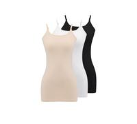WESTMARK LONDON Debardeur Femme Coton Respirant 3 Pack Débardeurs Spaghetti Noir, Blanc, Beige Bretelles réglables Camisole, débardeur Femme Maillot - L