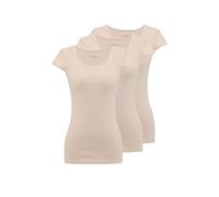 WESTMARK LONDON Femmes Coton 3 Pack Taille M Demi Manches Camisoles Hauts pour Femmes en Beige Fines côtes Long Basique débardeur Dames Camisoles