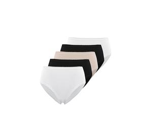 WESTMARK LONDON Slip Femme Coton Paquet de 5 Slips Taille XS Femmes avec Ceinture élastique Noir Blanc Beige sous-vêtements Culotte Femme