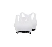 WESTMARK LONDON Soutien-Gorge de Sport pour Femmes Bralette 2 pièces, Bustier Blanc sans Armatures - L, Mélange de Coton, Bustier Confortable pour Femmes, Maintien Fort, Lingerie de Sport.