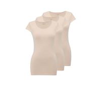 WESTMARK LONDON T-Shirt pour Femmes, Respirant en Coton Maillot, Pack de 3, débardeur à Manches Courtes, t-Shirt de Base Femme, Corps Beige, Taille M