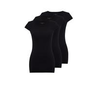 WESTMARK LONDON T-Shirt pour Femmes, Respirant en Coton Maillot, Pack de 3, débardeur à Manches Courtes, t-Shirt de Base Femme, Corps Noir, Taille XS