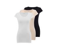 WESTMARK LONDON T-Shirt pour Femmes, Respirant en Coton Maillot, Pack de 3, débardeur à Manches Courtes, t-Shirt de Base Femme, Corps Noir, Blanc, Beige Taille S