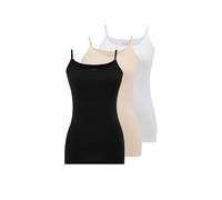 WESTMARK LONDON Top Spaghetti Debardeur Femme en Coton, Paquet de 3, Débardeur à Bretelles Ajustables, Confortable et Pratique, L, 3 Pack, Blanc, Beige, Noir
