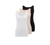 WESTMARK LONDON Top Spaghetti Debardeur Femme en Coton, Paquet de 3, Débardeur à Bretelles Ajustables, Confortable et Pratique, L, 3 Pack, Blanc, Beige, Noir
