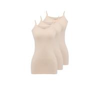 WESTMARK LONDON Top Spaghetti Debardeur Femme en Coton, Paquet de 3, Débardeur à Bretelles Ajustables, Confortable et Pratique, L, Beige