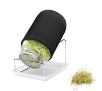 Westmark Lot de 1 Pot à germes - Kit de Culture avec Couvercle en Acier Inoxydable et égouttoir - pour germes graines, microgreens et Plus - 2000 ML - Noir/Rouge