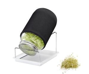 Westmark Lot de 1 Pot à germes - Kit de Culture avec Couvercle en Acier Inoxydable et égouttoir - pour germes graines, microgreens et Plus - 2000 ML - Noir/Rouge
