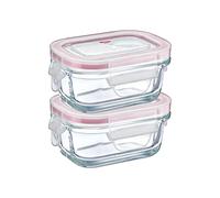 Westmark Lot de 2 boîtes de conservation en verre avec couvercle à clip - Volume de remplissage : 120 ml chacune - Passe au congélateur - Passe au micro-ondes et au four - Verre/silicone/plastique