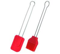 Westmark Lot de 2 Pinceaux à Frire, Pâtisserie plus Grattoir de Cuisson, Pâte - Idéal pour la Marinage et le Graissage, Silicone, Acier Inoxydable - Argent, Rouge, 154422E8