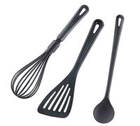 Westmark Lot de 3 ustensiles de cuisine : fouet, spatule, cuillère mélangeuse, plastique, gentil, noir, 286822E6