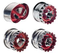 Westmark Lot d'Emporte-Pièces pour Biscuits Linzer, 4 pièces, 4 Motifs différents, avec éjecteur, Acier inoxydable/plastique, Linzer, Argenté/Rouge, 350022E6