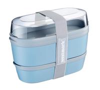Westmark Lunch box Maxi - Boîte compartimentée style bento, bacs de 760, 830 et 425 ml pour meal prep, école et bureau, compatible micro-ondes, fabriquée en Allemagne - Bleu