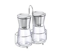 Westmark Menage 63362260 Moulin à épices 3 pièces avec support et poignée de transport Acier inoxydable/verre/céramique Acier inoxydable Transparent/Argent/Noir