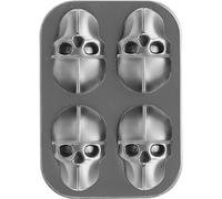 Westmark Mr. Skully 52232260 Moule à glaçons avec couvercle pour faire 4 glaçons en même temps Forme de tête de mort Silicone Sans BPA Anthracite