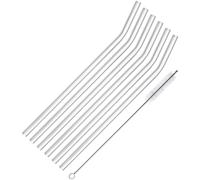 Westmark 6 Pailles en Verre pour Boisson, Coudées, avec 1 Brosse de Nettoyage, Transparent, longueur : 20 cm, ø 0,8 cm, verre borosilicaté, Glas Knick, transparent, 62642260