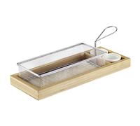 Westmark Panier de Service/Panier de Frites + Plateau en Bambou + 2 Pots, Set de 4 Pièces, Acier/Bambou/Céramique, Tapas + Friends, Argent/Brun/Blanc, 69192260