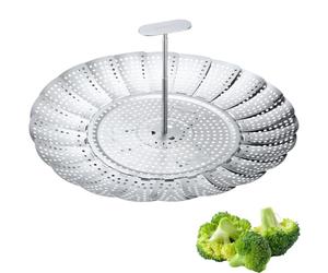 Westmark Panier vapeur large - Panier ajustable pour cuire à la vapeur légumes et aliments, pour casseroles Ø 18 à 28 cm. Compatible lave-vaisselle. Acier inoxydable, silicone