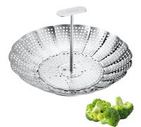 Westmark Panier vapeur small - Panier ajustable pour cuire à la vapeur légumes et aliments, pour casseroles Ø 14 à 23 cm. Compatible lave-vaisselle. Acier inoxydable, silicone