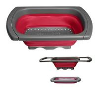 Westmark Passoire - pliable, extensible | Avec dispositif de suspension, pour pâtes et légumes, plastique (PP/TPE), rouge/anthracite, 21302270