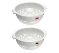 Westmark Passoires - Deux grandes Passoires avec 2 Alvéoles de Préhension et 4 Encoches de Fixation pour le lavage et l'égouttage - Blanc, Plastique, Ø 24 cm
