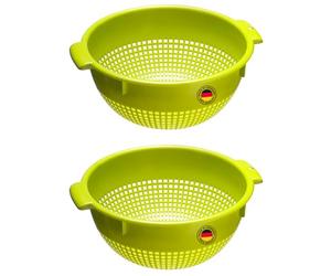 Westmark Passoires - Deux grandes Passoires avec 2 Alvéoles de Préhension et 4 Encoches de Fixation pour le lavage et l'égouttage - Vert pomme, plastique, Ø 24 cm