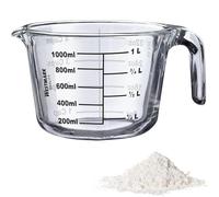 Westmark Pichet doseur en verre - 1 l, va au four et au micro-ondes | Graduations ml, l, US fl. oz et cups, va au congélateur, passe au lave-vaisselle, verre borosilicate, Ø 14 x 11 cm, 30632260