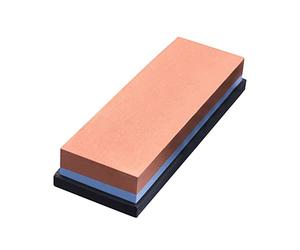 Westmark Pierre à affûter à 2 faces pour le meulage de base et de réparation, avec plateau en silicone, dimensions : 18,5 x 6,7 x 3,1 cm, corindon, rouge/bleu, 10152260