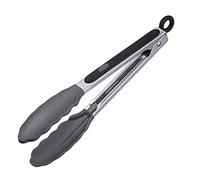 Westmark Pince de service, avec languettes en silicone et poignées caoutchoutées, longueur : 21 cm, en acier inoxydable/plastique/silicone, mini classique, argenté/noir 16162270