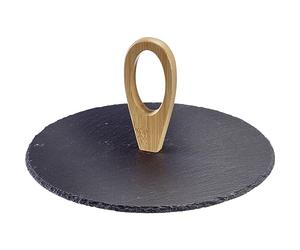 Westmark Plat de service Tapas + Friends - Élégant plateau de service pour collations et amuse-gueules - Idéal pour la table à manger ou le buffet, plateau avec revêtement - Ardoise ø 30 cm