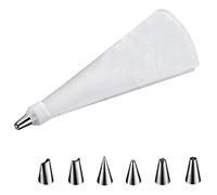 Westmark Poche à Douille, Avec Adaptateur avec 6 Douilles, 8 Pièces, Longueur : env. 27 cm, Coton Enduit/Acier Inoxydable, Steel, Blanc/Argenté, 31002260