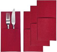 Westmark Cozy - Lot de 4 Porte-Couverts élégants pour décoration de Table, idéal pour Table à Manger à la Maison ou à la Restauration - Polyester Rouge