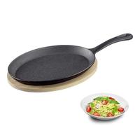 Westmark Poêle de service en fonte Tapas + Friends - petite Poêle en fonte, convient à tous les types de cuisinières, induction ou grill, poêle en fonte avec socle en bambou - fonte, 500 ml
