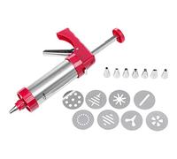 Westmark Presse à pâtisserie/seringue à garniture, avec 8 disques de moulage et 8 buses de moulage, capacité : 250 ml, acier inoxydable/plastique, argent/rouge, 32332260