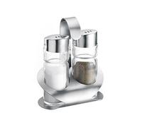 Westmark Salière & poivrière 'Vienne' 40ml avec support & poignée, argent, 3 pièces (1 set)