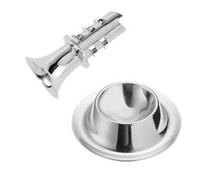 Westmark Set : 1 verseur à citron/mini presse-agrumes + 1 support/support, acier inoxydable, argent, 629822E6