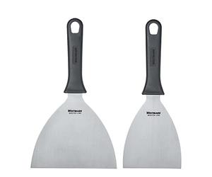 Westmark Set, 2tlg.: 2 Profi-Schaber/Grill-Spachtel (Gerade, Starr, Geschlossen) in 2 Größen, Rostfreier Edelstahl/Kunststoff, Master Line, Schwarz/Silber, 133122E6
