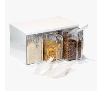 Westmark Set de Distribution, 4 pièces, 1 Unité de Distribution avec 3 Distributions + 3 Pelles, Volume des Distributeurs: 1 L chacun, Volume des Pelles : 55 ml chacune, Plastique, Transparent/Blanc