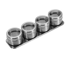Westmark Set de pots à épices/ Tableau à épices, 5 pièces, avec 4 pots en acier inoxydable ø 6,5 cm, volume d'environ 75 ml chacun, acier inoxydable, 65152260
