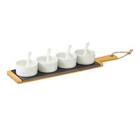 Westmark Set de Service, 9 pièces., 1 Plateau en Bambou + 4 Pots + 4 Cuillère, Ardoise/Bambou/Céramique, Tapas + Friends, Gris/Brun/Blanc, 69662260