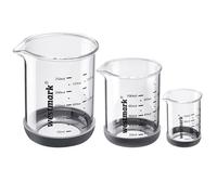 Westmark Set de verres doseurs - Bols en verre borosilicate, compatibles lave-vaisselle, résistants à la chaleur, graduations : ml, c.à.s., c.à.c. et fl oz - 50, 100 et 250 ml