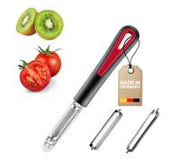 Westmark Set d'Épluchage, 3 pièces : 1 Éplucheur de Tomates/Kiwis + 1 Lame Julienne + 1 Lame standard, 1 Éplucheur - 3 Lames, Tomfix Gallant, Acier inoxydable/plastique, Noir/Rouge, 294622E6