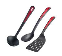 Westmark Set d'Ustensiles de Cuisine, 3 pièces, 1x Spatule, 1 Cuillère à Rôti et à Légumes + Louche, Plastique, Gallant, Noir/rouge, 295622E6