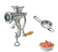 Westmark Set Hachoir à Viande, 2 pièces, 1 Hachoir à Viande + 1 Accessoire pour Pâtisserie, Taille 8, étau pour Montage sur Table inclus, Fonte d'acier étamé/acier inoxydable/bois, argenté, 975222E6