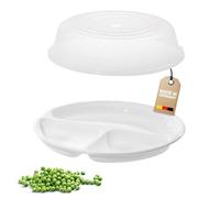 Westmark Set Micro-ondes, 2 pièces, Assiette à Compartiments et Couvercle, ø 25 cm chacun, plastique, Blanc/transparent, 224022E6