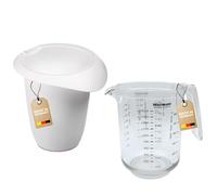 Westmark Set pâtisserie - 2 pièces, pot mélangeur, pichet Gerda, 1 l chacun | Graduation en g et ml, joints en caoutchouc antidérapants, Made in Germany, sans BPA, blanc/transparent, 306822E9