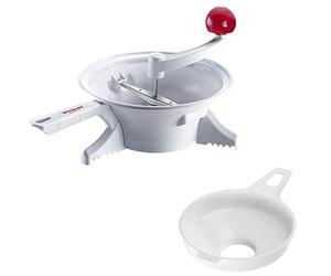 Westmark Set pour conserves - 2 pièces, moulin à légumes Ø 23 cm, entonnoir | Avec 2 disques perforés (gros/fin) pour passer et presser, pliable, entonnoir sans BPA, inox/plastique, 119622E6