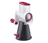 Westmark Set Râpe avec 3 Tambours de Coupe, Râpe/rabot à Tambour, grande base d'aspiration, Hauteur : 26,5 cm, Plastique/acier inoxydable, Scharfe Herta, Blanc/gris foncé/rouge, 97022260