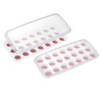 Westmark Stella 52282270 Lot de 2 bacs à glaçons en plastique avec couvercle pour faire 2 x 21 glaçons Transparent/rouge/blanc