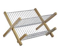 Westmark Support d'égouttage Tilo - égouttoir Pliable pour sécher la Vaisselle, Les Couverts et Les Verres, égouttoir pour l'évier - Bambou, Acier Inoxydable, Argent/Marron